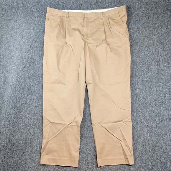 LL Bean Classic Pleated Comfort Waist Chino Pants 46 Khaki Cotton Gorpcore Prep — photo 2